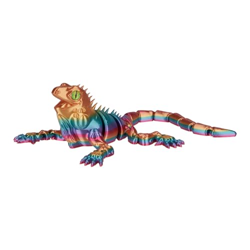 Aultuotion 3D-gedruckte Eidechsen-Figur, bunte Eidechse, 31 cm, Eidechsen-Fidget-Skulptur, Heimdekoration, Akzente, Statuen (Wasserfall, Regenbogen, 31 cm) von Aultuotion