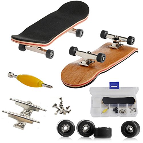 QINIFIFY Mini-Griffbrett, Professionelle Finger Skateboard Ahorn Holz DIY Montage Skateboarding Spielzeug Sport Spiele Kinder (Schwarz) von QINIFIFY