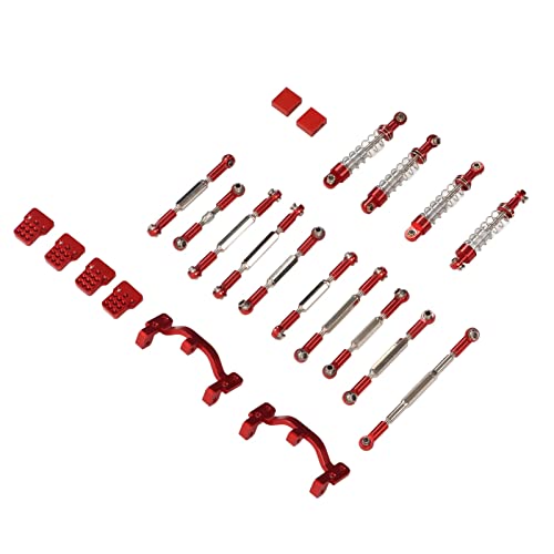 RC Auto Aluminiumlegierung Stoßdämpfer Zugstange Kit Upgrade Ersatzteile WPL C24 C14 C14K C24K RC Auto (Rot) von Aumotop