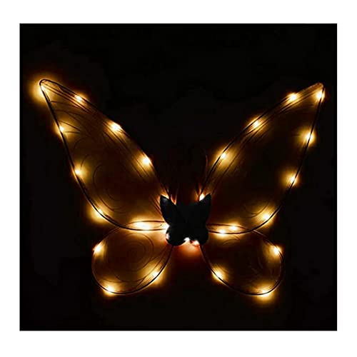 Aunaeyw Fee Flügel für Mädchen Kinder Erwachsene Schmetterling Fee Flügel Elf Engel Flügel Halloween Kostüm für Sparkle Princess Party Favor (Black fairy wings with Light) von Aunaeyw