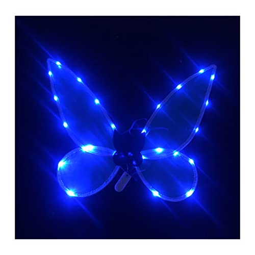 Aunaeyw Fee Flügel für Mädchen Kinder Erwachsene Schmetterling Fee Flügel Elf Engel Flügel Halloween Kostüm für Sparkle Princess Party Favor (Blue fairy wings with Light) von Aunaeyw