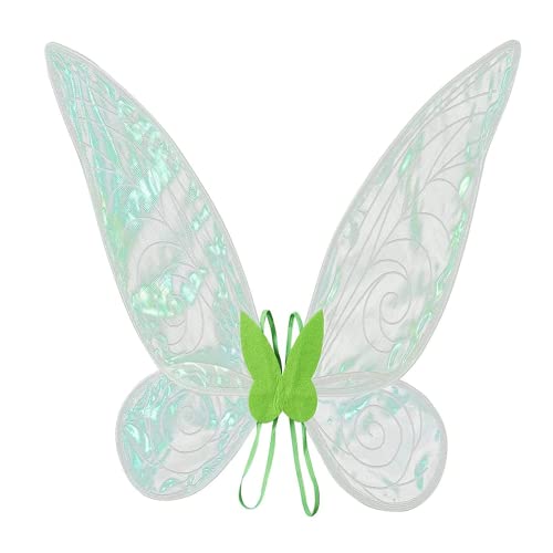 Aunaeyw Fee Flügel für Mädchen Kinder Erwachsene Schmetterling Fee Flügel Elf Engel Flügel Halloween Kostüm für Sparkle Princess Party Favor (Green fairy wings) von Aunaeyw