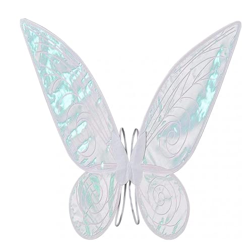 Aunaeyw Fee Flügel für Mädchen Kinder Erwachsene Schmetterling Fee Flügel Elf Engel Flügel Halloween Kostüm für Sparkle Princess Party Favor (White fairy wings) von Aunaeyw