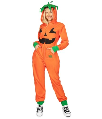 Aunaeyw Halloween-Kürbis-Overall, Halloween-Kürbis-Kostüm, Kürbis für Erwachsene, Einteiler, Einteiler, Cosplay-Anzug für Erwachsene (Orange, L) von Aunaeyw