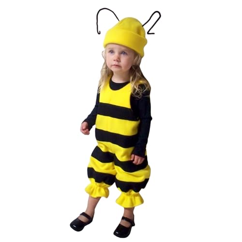 Aunaeyw Kid Baby Bee Cosplay Costume Set Long Sleeve T-shirt with Bee/Ladybug Jumpsuit and Hat Hallween Outfit (Yellow Bee, 7-10 Years) von Aunaeyw