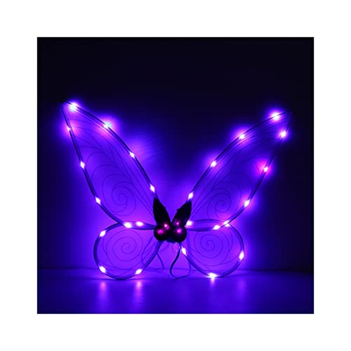 Aunaeyw Light Up Fairy Wings für Mädchen Frauen Sparkly Sheer Elf Angel Wings Dress Up Halloween Cospaly Schmetterling Fariy Wings Kostüm (Lila Fee Flügel#23.6x18.9 in) von Aunaeyw