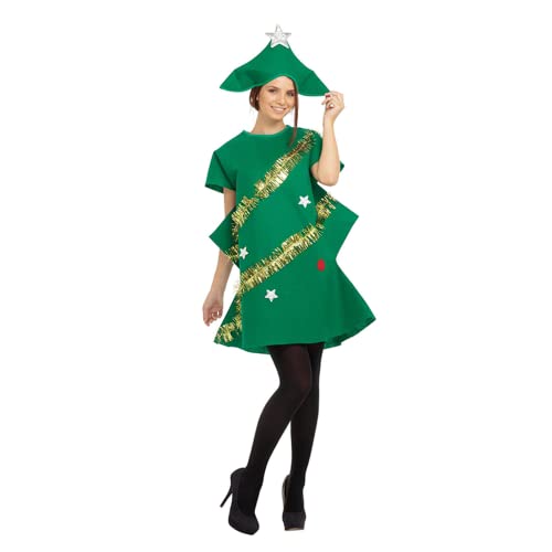 Aunaeyw Weihnachtsbaum Poncho Kostüm Weihnachtsbaum Kostüm Fliege Ball Mit Kapuze Umhang Umhang Party Decor für Weihnachten Cosplay Party (Grün Erwachsene,L) von Aunaeyw