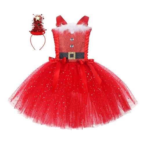 Aunaeyw Weihnachtskostüm für Kinder, Kleinkind, Mädchen, ärmellos, Feen-Dekorationen, geschwollenes Prinzessinnenkleid mit Stirnband, Party-Outfit, 2-teilig, Rot, 2–3 Jahre Aunaeyw Weihnachtskostüm für Kinder, Kleinkind, Mädchen, ärmellos, Feen-Dekorationen, geschwollenes Prinzessinnenkleid mit Stirnband, Party-Outfit, 2-teilig, Rot, 2–3 Jahre von Aunaeyw