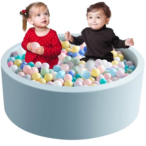 Aunekiv 120x 40cm Bällebad Bällepool für Baby Kinder, Runde Ballgruben Spielball Pool für Drinnen, Hellblau von Aunekiv