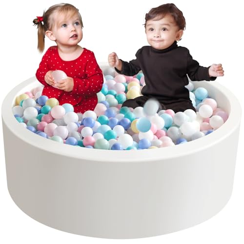 Aunekiv 120x 40cm Bällebad Bällepool für Baby Kinder, Runde Ballgruben Spielball Pool für Drinnen, Weiß von Aunekiv