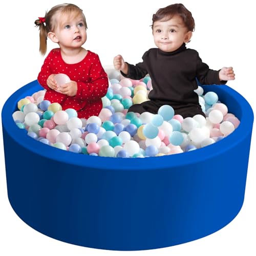 Aunekiv 120x 40cm Bällebad Bällepool für Baby Kinder, Runde Ballgruben Spielball Pool für Drinnen, Blau von Aunekiv