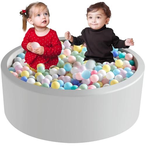 Aunekiv 120x 40cm Bällebad Bällepool für Baby Kinder, Runde Ballgruben Spielball Pool für Drinnen, Grey von Aunekiv