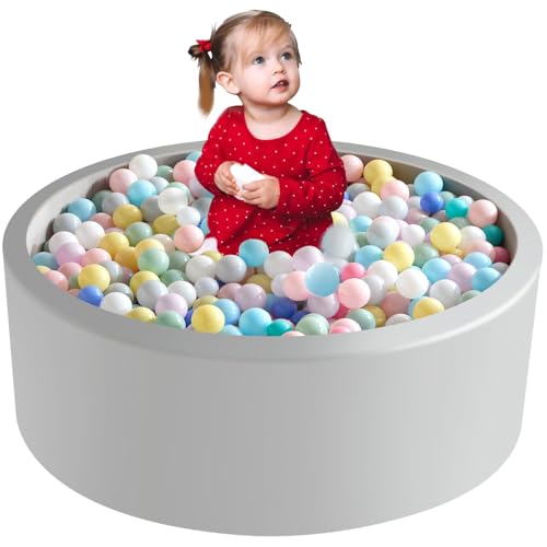 Aunekiv 90X30cm Bällebad Bällepool für Baby Kinder, Runde Ballgruben Spielball Pool für Drinnen, Grey von Aunekiv