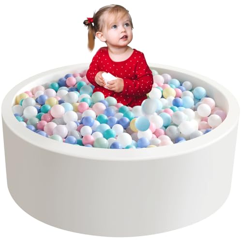 Aunekiv 90X30cm Bällebad Bällepool für Baby Kinder, Runde Ballgruben Spielball Pool für Drinnen, Weiß von Aunekiv