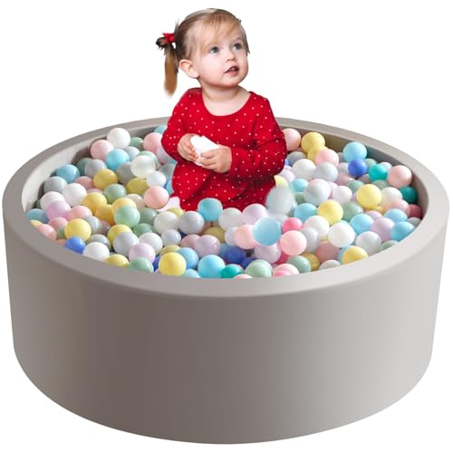 Aunekiv 90x30cm Baby Bällebad Rund Weichschaum Bällebad für Kleinkinder 1-3 Indoor Kleine Kinder Bälle Pool für Kinder Jungen Mädchen Bälle Nicht Enthalten Grau von Aunekiv