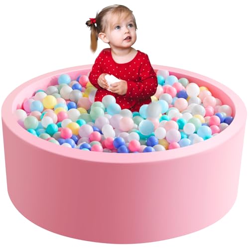 Aunekiv 90x30cm Baby Bällebad Rund Weichschaum Bällebad für Kleinkinder 1-3 Indoor Kleine Kinder Bälle Pool für Kinder Jungen Mädchen Bälle Nicht Enthalten Rosa von Aunekiv