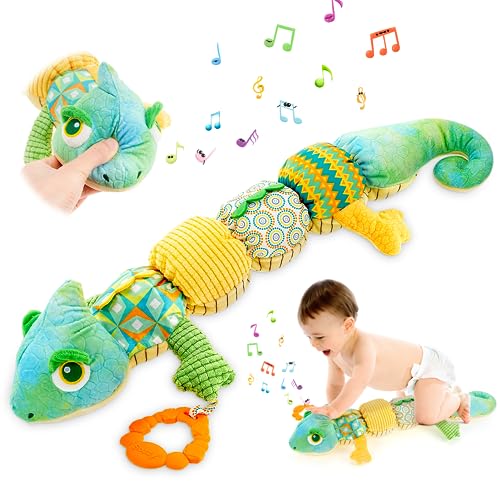 Auniq Baby Spielzeug Musikalisches Plüschtier, Raupe Plüschtier Spielzeug mit Knarren Rasseln Texturen Baby Sinnesspielzeug für Babys 0-3-6-12 Monate Neugeborenes Weihnachten Geburtstag Geschenk von Auniq