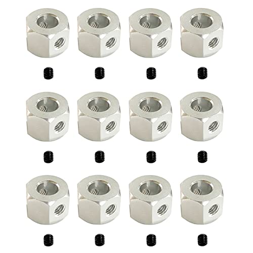 AuntYou 12 Stück 5 mm auf 12 mm Metall-Kombinator-Radnaben-Sechskant-Adapter für D12, C14, C24, B14, B16, MN, D90, D91, Silber von AuntYou