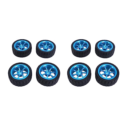 AuntYou 2 Satz 65mm Metallfelge + Gummireifen mit Grip Reifen für 144001 A959 A959-B 124019 124018 RC Autoteile, Blau von AuntYou