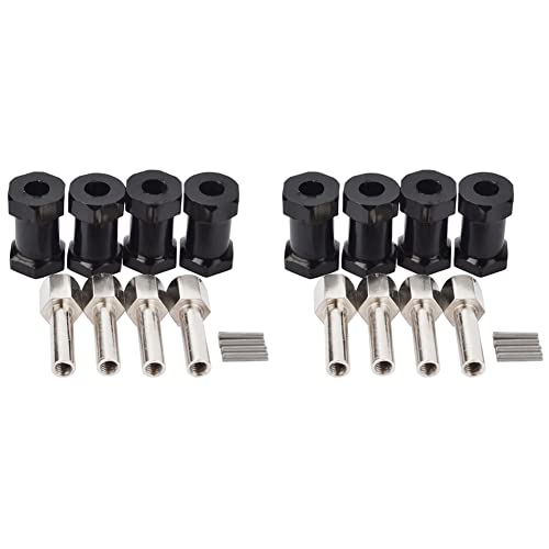 AuntYou Aluminium-RC-Auto-Adapter, 12 mm, Sechskant-Radnaben-Adapter, Verlängerung, Kombinierer, Kupplung für Axial SCX10 D90, Schwarz, 20 mm, 8 Stück von AuntYou