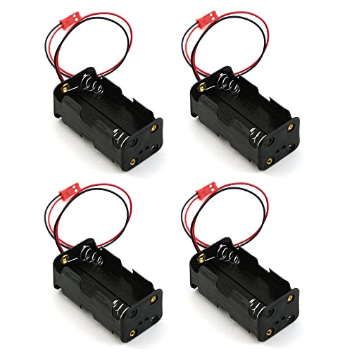 AuntYou Batterie-Behälter, 6 V, 4 x AA-Batteriebehälter, JST-Stecker-Empfänger für Redcat 1/8 1/10 RC Nitro Power Auto, , 4 Stück von AuntYou