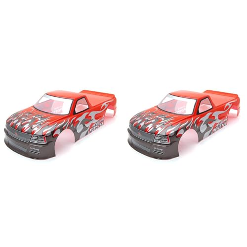 AuntYou T-10 PVC-lackierte Karosserie, 1/10 RC Auto, Pick-Up-Truck, Breite 205 mm, Radstand 255 mm, Rot, 2 Stück von AuntYou