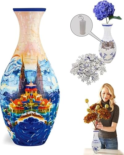 3D Arts Puzzle-Vase, Puzzle-Vase für Erwachsene, Geschenke für Puzzle-Liebhaberinnen, für Blumenarrangements und Heimdekoration(Castle) von Auosxny