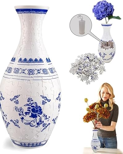 3D Arts Puzzle-Vase, Puzzle-Vase für Erwachsene, Geschenke für Puzzle-Liebhaberinnen, für Blumenarrangements und Heimdekoration(Sunflower) von Auosxny