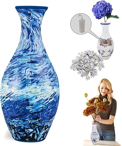 3D Arts Puzzle-Vase, Puzzle-Vase für Erwachsene, Geschenke für Puzzle-Liebhaberinnen, für Blumenarrangements und Heimdekoration(Wave) von Auosxny