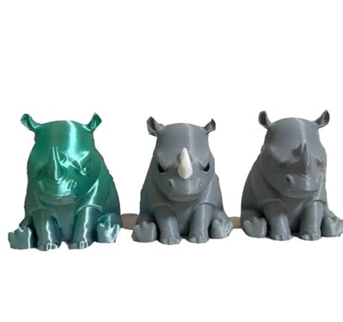 Auosxny 3D-gedrucktes wütendes Nashorn, einzigartige und lustige Dekorationen, 3D-gedrucktes Spielzeug, süße Baby-Nashornfiguren, skurrile Geschenke für Tierliebhaber und Beste Freunde(3pcs) von Auosxny