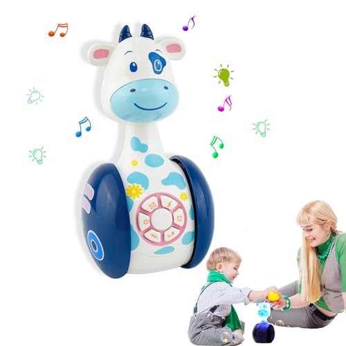 Auptiz Musikalisches Babyspielzeug für 1 Jahr alte Jungen Mädchen,Cartoon Kuh Becher für Kleinkinder,Kuh Baby Becher Spielzeug,Sound Spielzeug mit Musik und Lichtern für Jungen und Mädchen von Auptiz