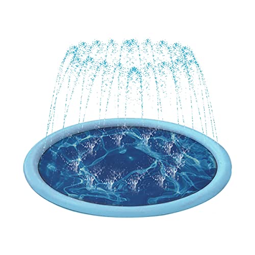 Auptiz Sprinkler Spielmatte, Sommerspielzeug-Spielmatte im Freien, Splash Sprinkler Pad, Umweltschutz PVC-Material Outdoor Splash Pad, Wasser Spielmatte für Baby, Kinder und Haustiere von Auptiz