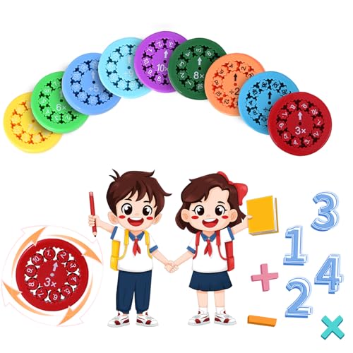 9 Stück Mathe Fidget Spinner - rechenwirbel - Montessori Fidget Spinner für interaktives Lernen， Interaktive Fidget Spinner zum Lernen Multiplikation und Division von AuraBlend