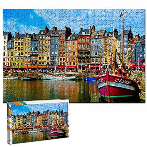 Frankreich Honfleur Puzzle 1000 Teile Puzzle für Erwachsene Holz Reise Geschenk Souvenir 76,2 x 50,8 cm (DJ1000-01951) von Auralto