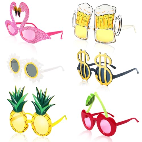 Aurasky Lustige Sonnenbrille, Hawaiian Partybrille, Luau Party Sonnenbrille, Hawaiian Tropical Party Brille, Witzige Sonnenbrillen, Neuheit Partyzubehör Dekoration für Kinder Erwachsene von Aurasky