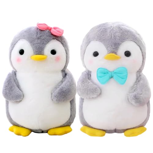 Aurasky Pinguin Kuscheltier Süß, Plüschtier Pinguin 25cm, Pinguin Stofftier zum Kuscheln & Spielen, Plüschpinguin Kissen Puppe Geschenk für Fans Kinder Mädchen Jungen(2-Teiliges) von Aurasky