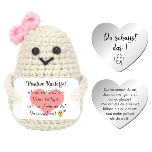 Aurasky Positive Kartoffel Deutsch, Pocket Hug, Kreative Strickwolle Kartoffel Puppe, Aufmunterung Glücksbringer Geschenke für Freund Freundin Prüfung von Aurasky