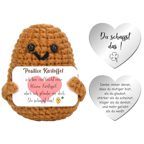 Aurasky Positive Kartoffel Deutsch, Pocket Hug, Kreative Strickwolle Kartoffel Puppe, Aufmunterung Glücksbringer Geschenke für Freund Freundin Prüfung von Aurasky