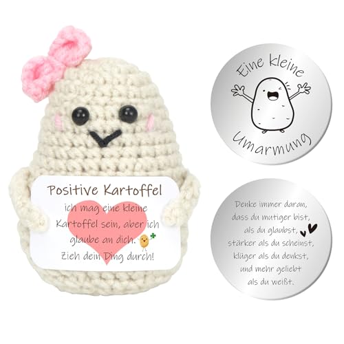 Aurasky Positive Kartoffel Deutsch, Pocket Hug, Kreative Strickwolle Kartoffel Puppe, Aufmunterung Glücksbringer Geschenke für Freund Freundin Prüfung von Aurasky