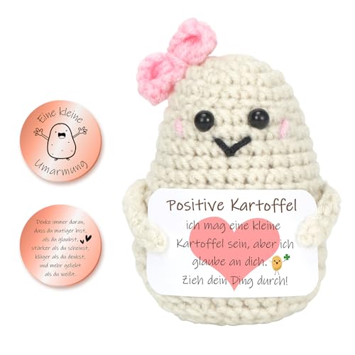 Aurasky Positive Kartoffel Deutsch, Pocket Hug, Kreative Strickwolle Kartoffel Puppe, Aufmunterung Glücksbringer Geschenke für Freund Freundin Prüfung von Aurasky