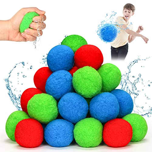 Wasserbomben Wiederverwendbar Softball, 30 Stück Wasserbomben Set Splash Bälle, Baumwoll Wasserbälle, Wasserballons Geschenk für Kinder Sommer Draussen Wasserspiele von Aurasky