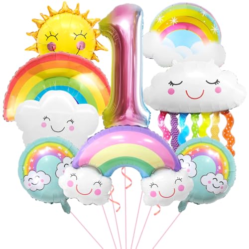 Regenbogen Geburtstagsdeko 1, Folienballon Wolken, Zahl 1 Ballon, Luftballons Wolken Quasten, Helium Ballon Sonne, für Jungen Mädchen Geburtstag Party Dekoration Regenbogen Geburtstagsdeko 1, Folienballon Wolken, Zahl 1 Ballon, Luftballons Wolken Quasten, Helium Ballon Sonne, für Jungen Mädchen Geburtstag Party Dekoration von Aurasky