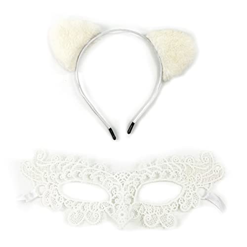 2x/Set Maskerade Maske für Frauen Plüsch Kopfbedeckung Halbgesichtsmaske Mädchen Choker Halskette Maske Halloween Party Maske 2x Maskerade Maske Plüsch Kopfbedeckung Set für Frauen Halbgesichtsmaske von Aurgiarme