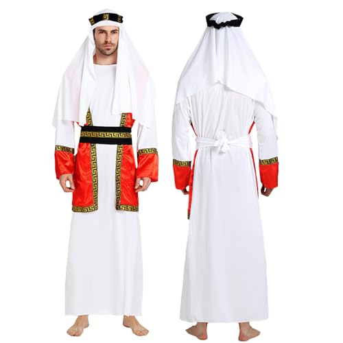Aurgiarme Arabisches Halloween-Cosplay-Outfit, Schäfer-Kostüm, arabisches Kostüm, Naher Osten, Robe, arabisches Verkleidungs-Kostüm für Herren, arabisches Cosplay-Kostüm, Naher Osten, Robe, von Aurgiarme