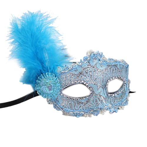 Aurgiarme Augenmaske, Feder, Halbgesichts-Spitze, für Maskerade, Abschlussball, Halloween, Cosplay, Fotoshooting, Feel-Federmaske, Maskerade, Tanz, Halloween, Cosplay von Aurgiarme