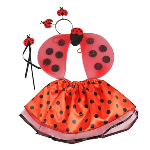 Aurgiarme Damenkostüm, Halloween, Marienkäfer, Cosplay-Kostüm mit Marienkäfer-Flügeln, Tutus-Stirnbänder für Kinder von Aurgiarme