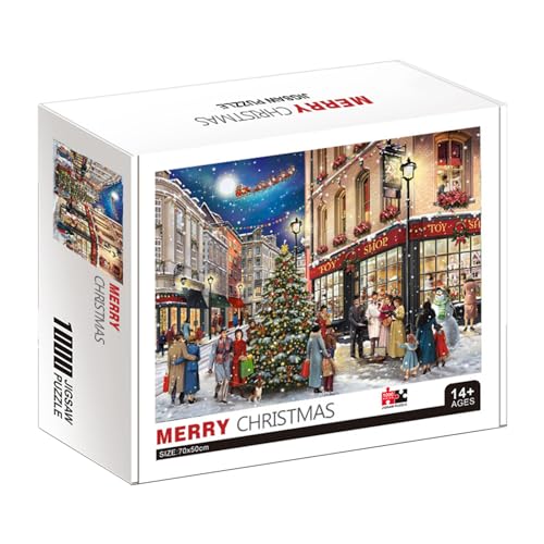 Aurgiarme Festliches Weihnachtspuzzle 1000 Teile HighLevel Puzzle Stadtansicht Papierpuzzle Ölgemälde Stressspielzeug Für Erwachsene von Aurgiarme