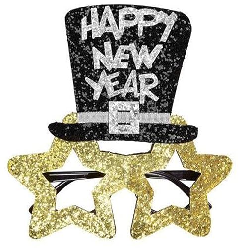 Aurgiarme Happy New Year Brille für Kinder, Jungen, Mädchen, Studenten, Hapy, Neujahr, Party, Kostüm, Zubehör, runder Rahmen, sternförmiger Rahmen, Neujahrskostüme für Kinder, Jungen, Frauen von Aurgiarme