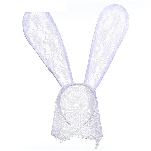 Aurgiarme Langes Spitzen-Stirnband BunnyGirl Nachtclub Schleier Stirnband Party Kostüm Bühnenrequisiten Weiblicher Rollenspiel-Kopfschmuck von Aurgiarme