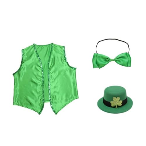 Aurgiarme Patricks Day Kostüm Set Stilvolle Kostümkollektion Elegante Feier Kostüm Zubehör für Karneval Party von Aurgiarme